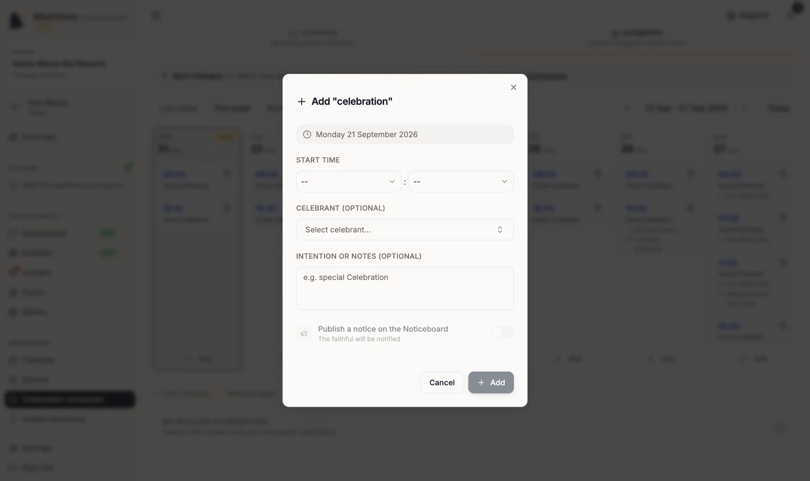 Add celebration dialog open for a calendar date