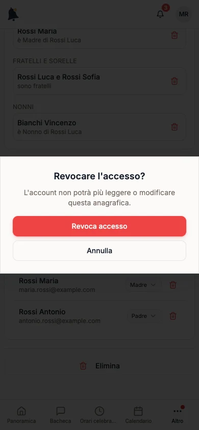 Conferma Revocare l’accesso?