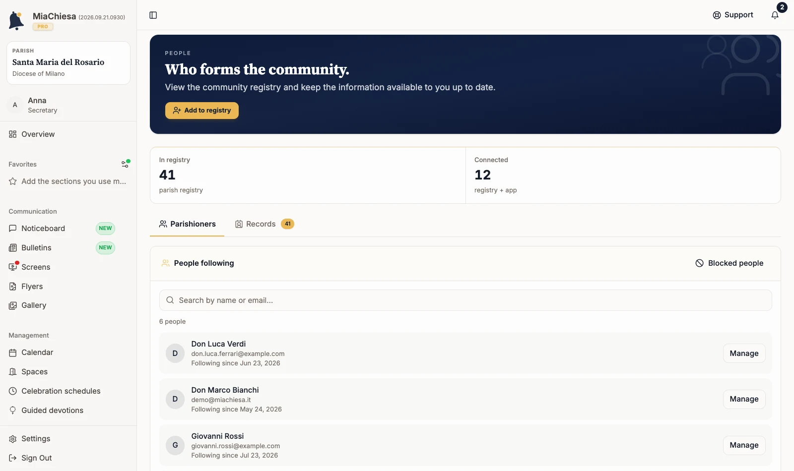 Add a person to the directory: Open People