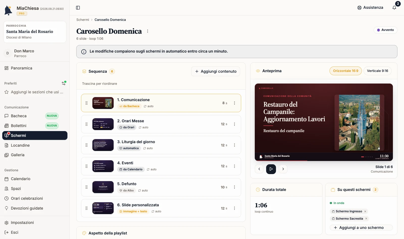 Builder della playlist Carosello Domenica