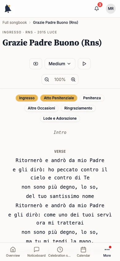Lyrics for Grazie Padre Buono open