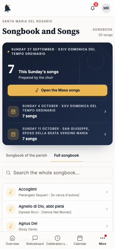 Full songbook in the members’ app