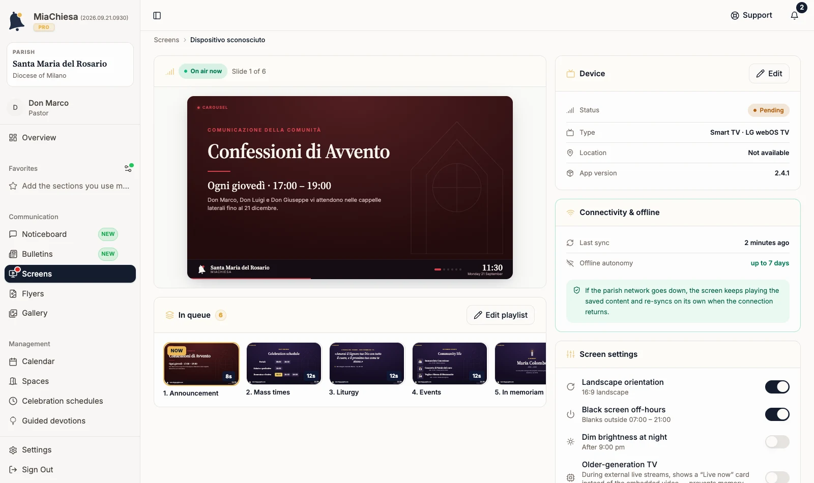 Device with Carosello Domenica assigned