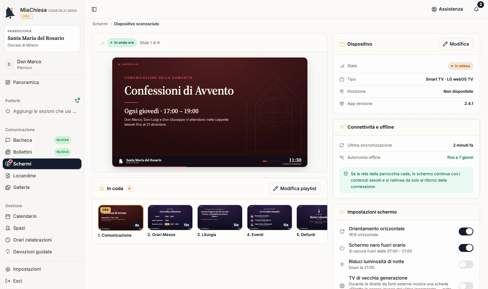 Dispositivo con Carosello Domenica assegnato