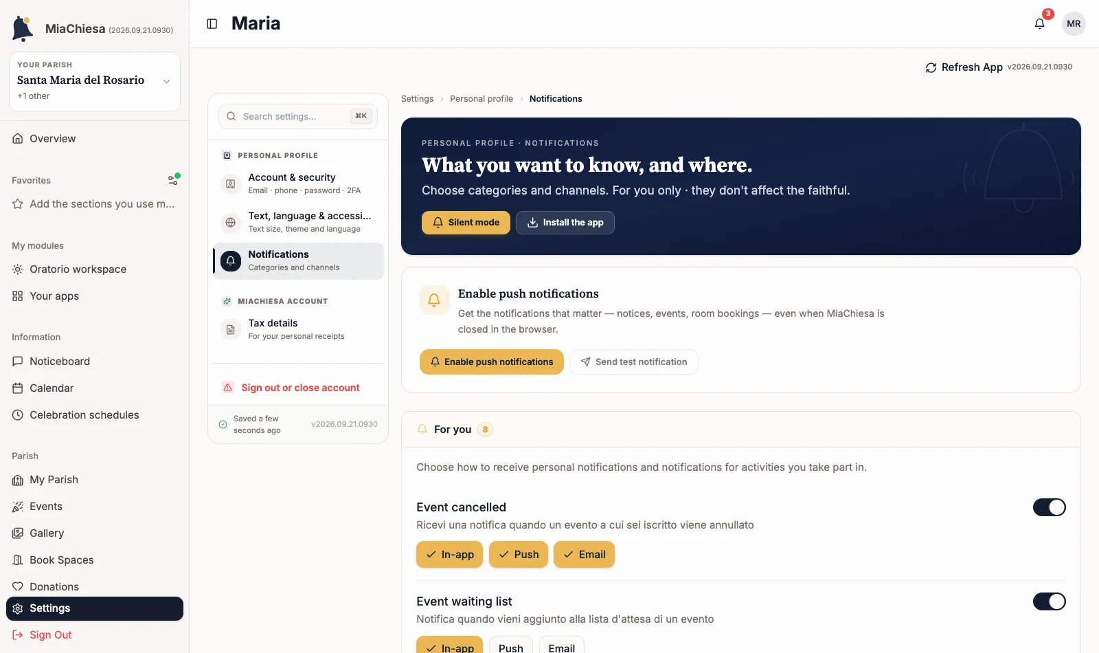 Card for enabling push notifications