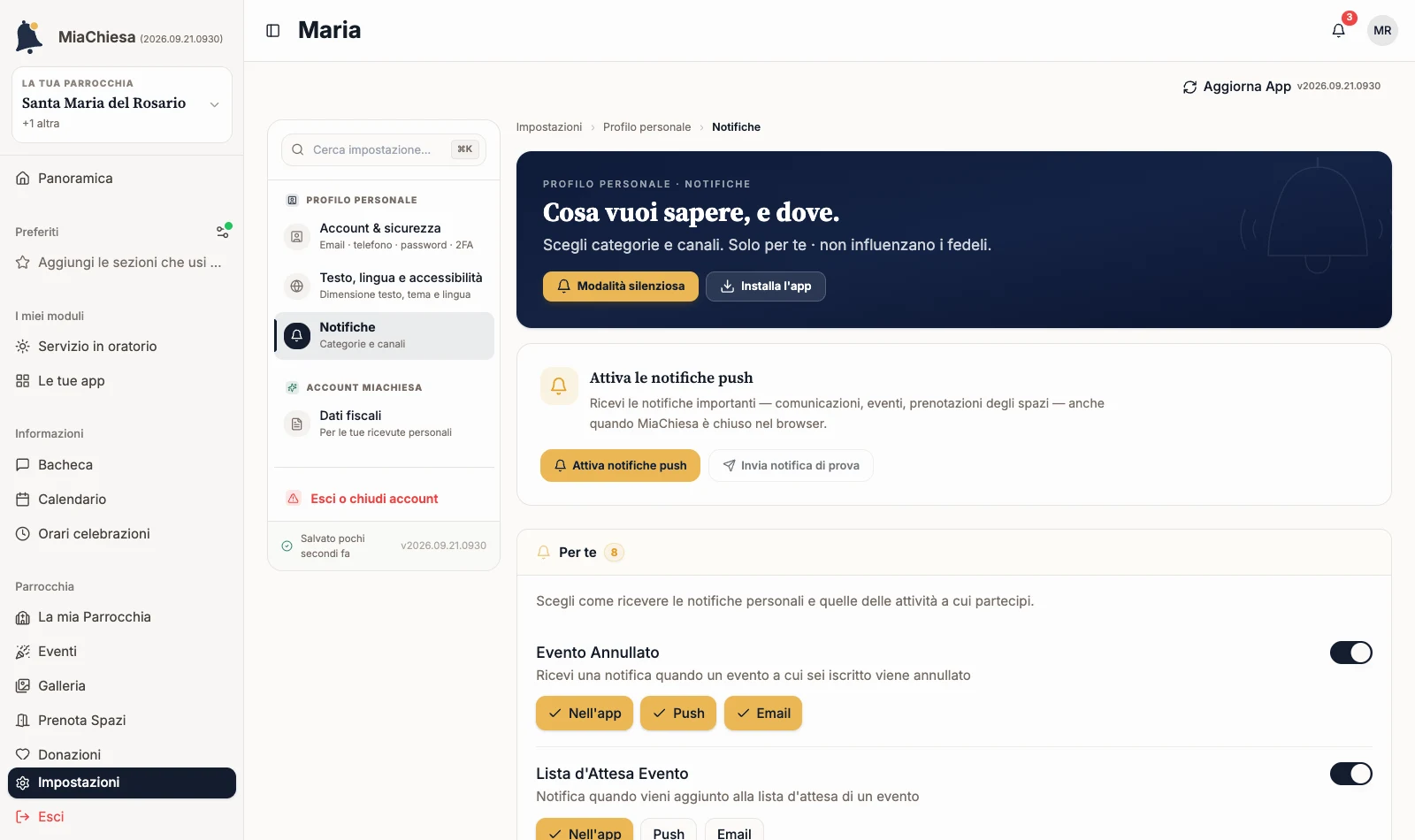 Carta per attivare le notifiche push