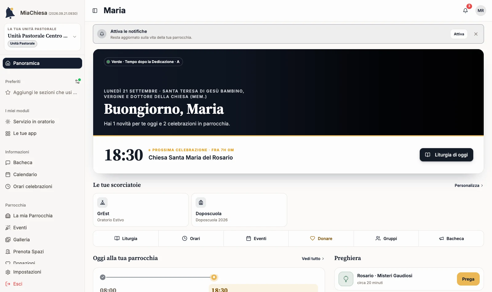 Home personale dopo il passaggio a una diversa comunità
