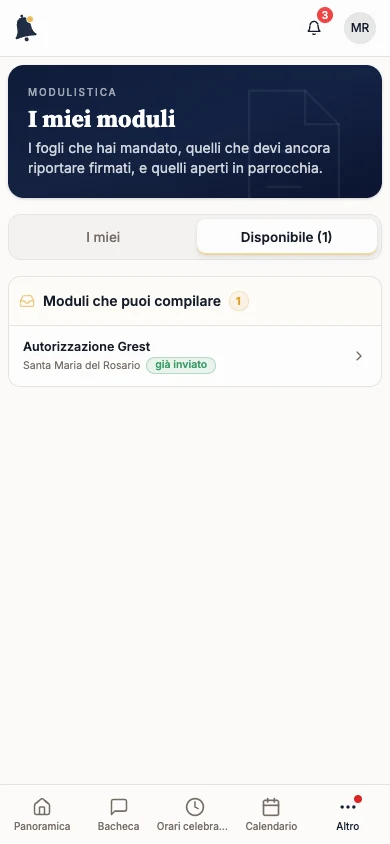 Elenco Moduli che puoi compilare con Autorizzazione Grest già inviato