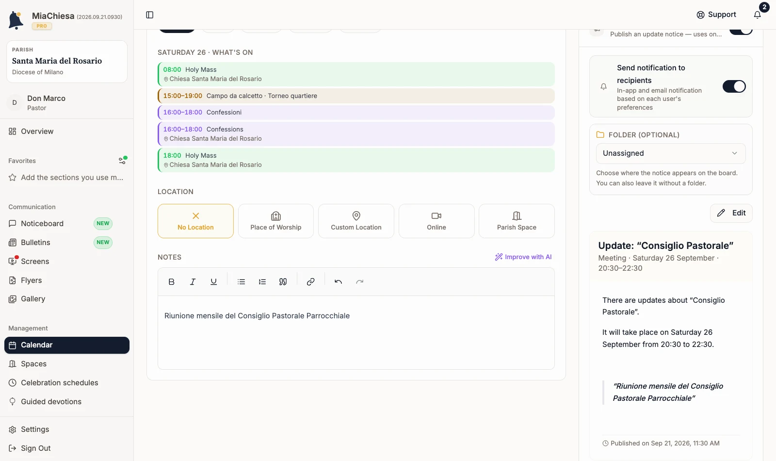 Update Consiglio Pastorale notice preview in the appointment form