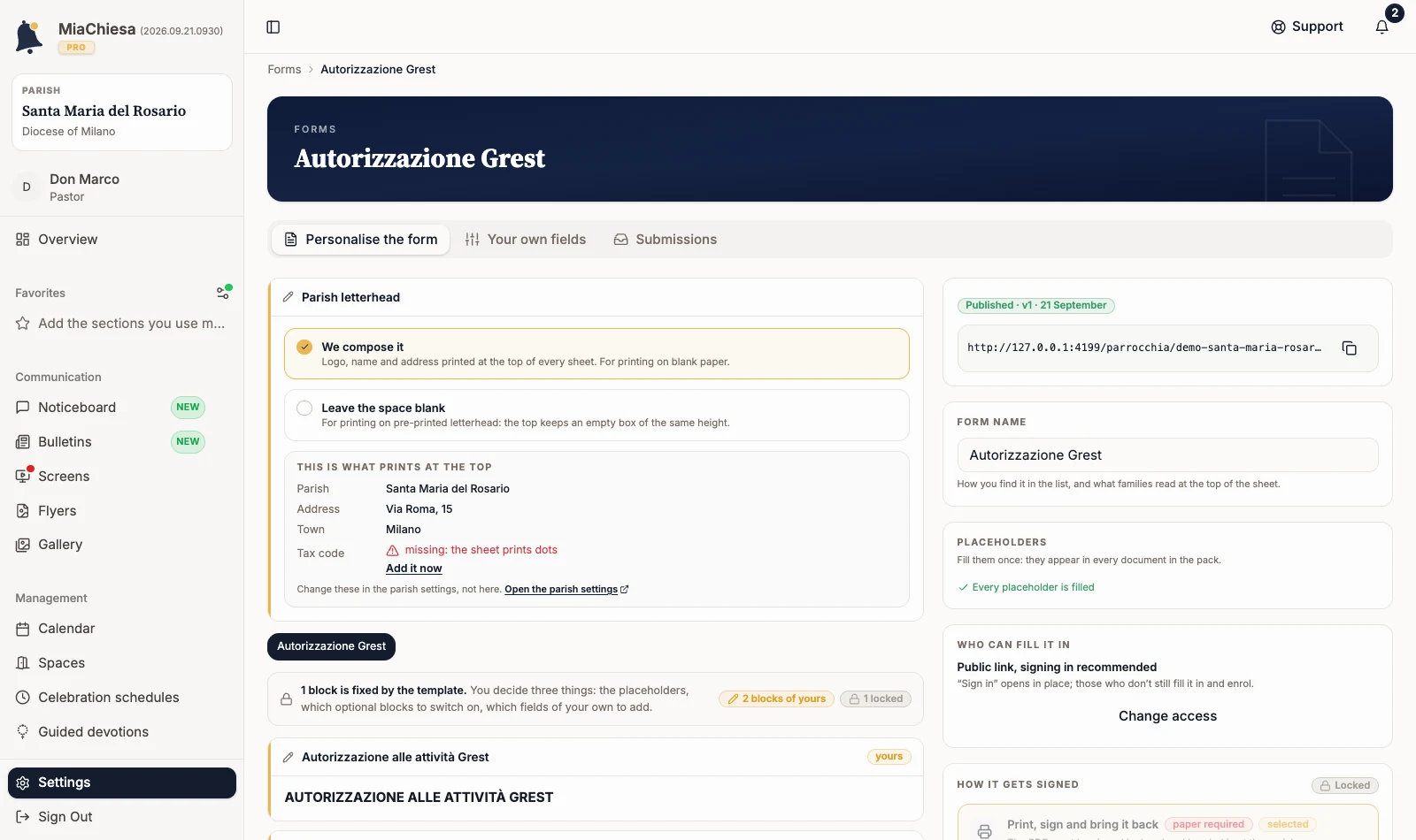 Autorizzazione Grest form editor