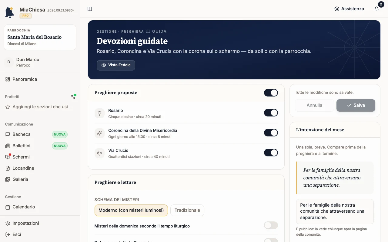 Pagina Devozioni guidate con Preghiere proposte