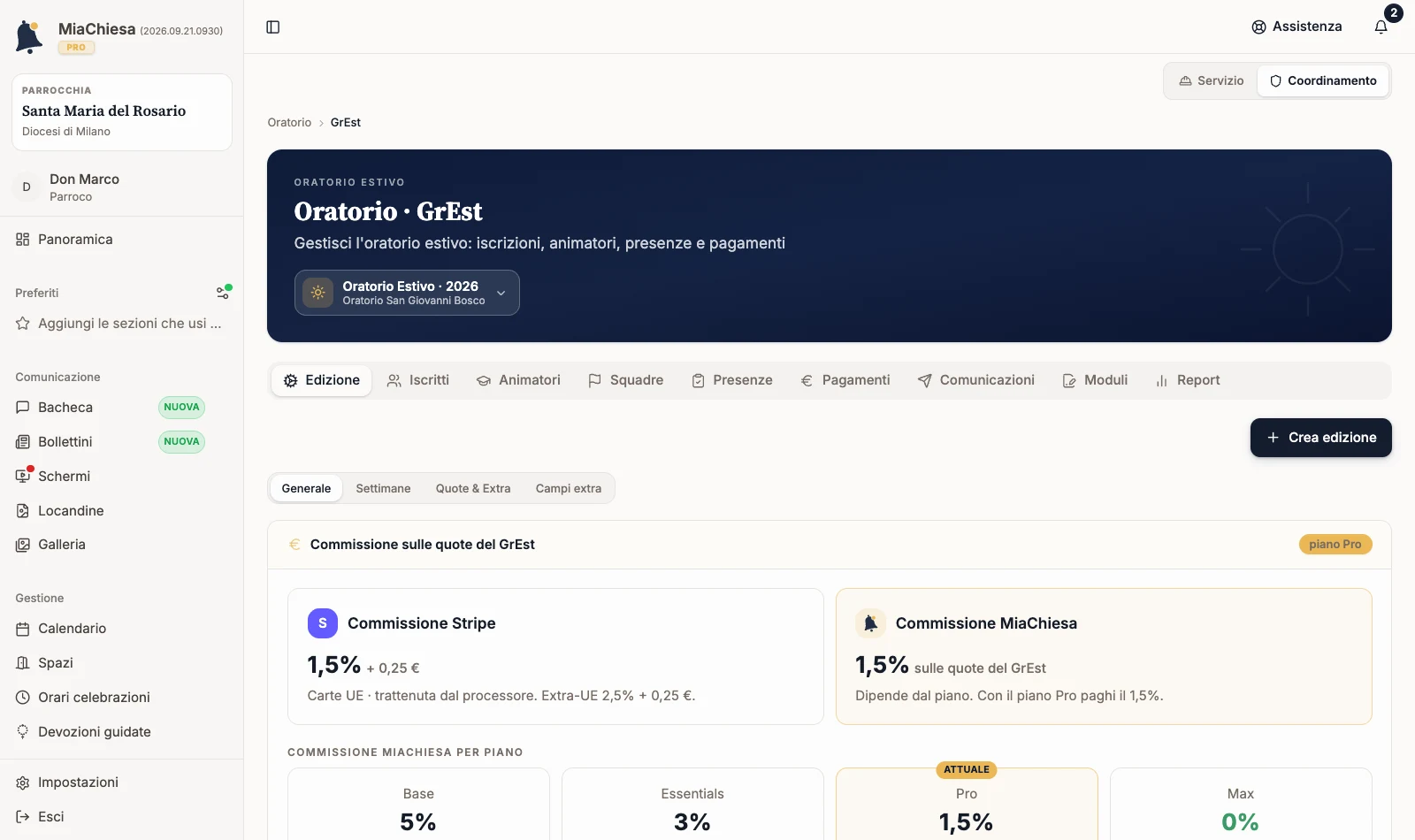 Intestazione GrEst con edizione selezionata