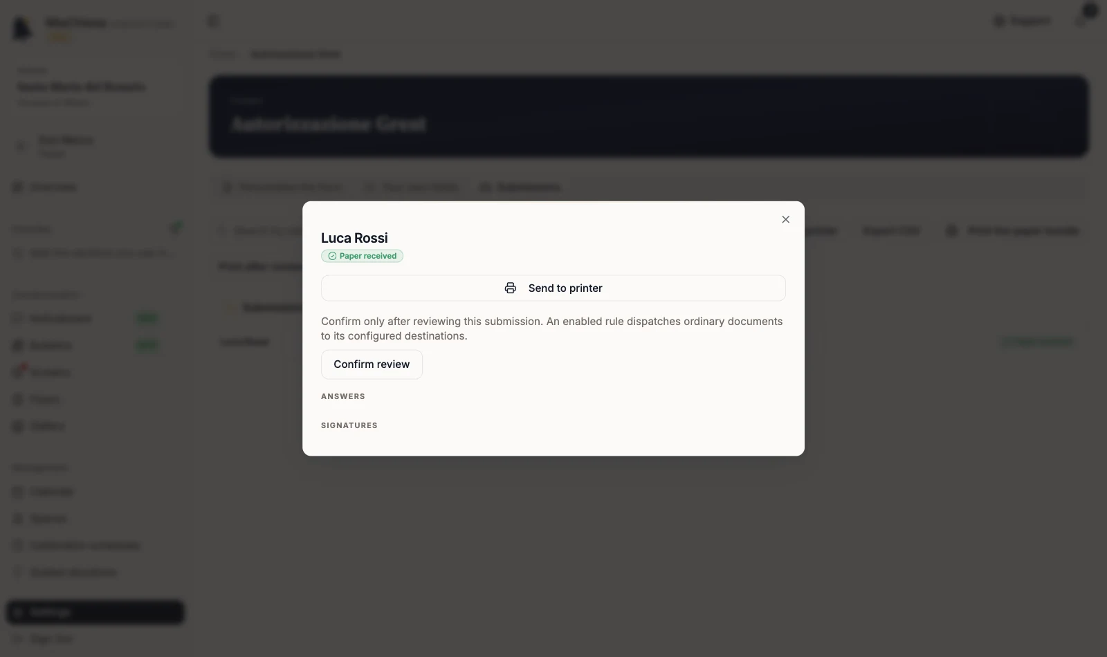 Details of Luca Rossi’s submission