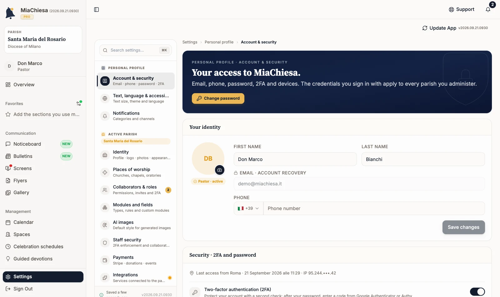 Account settings before opening tax details