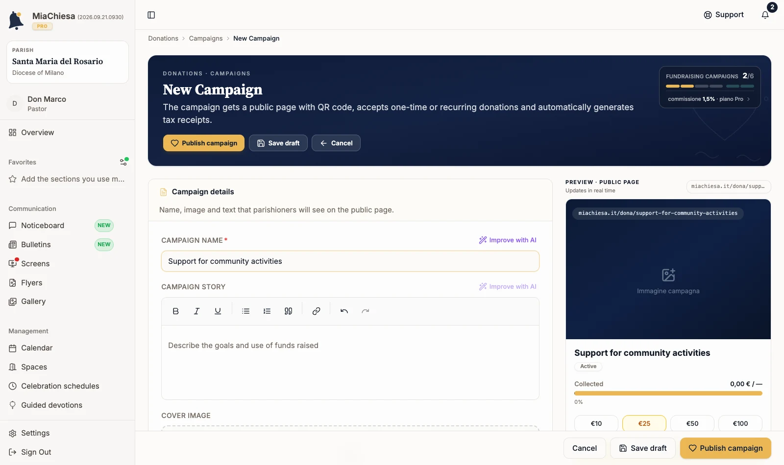 Filled campaign name with an updated preview