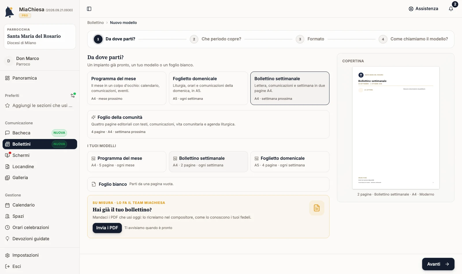 Procedura Nuovo modello al passaggio Da dove parti