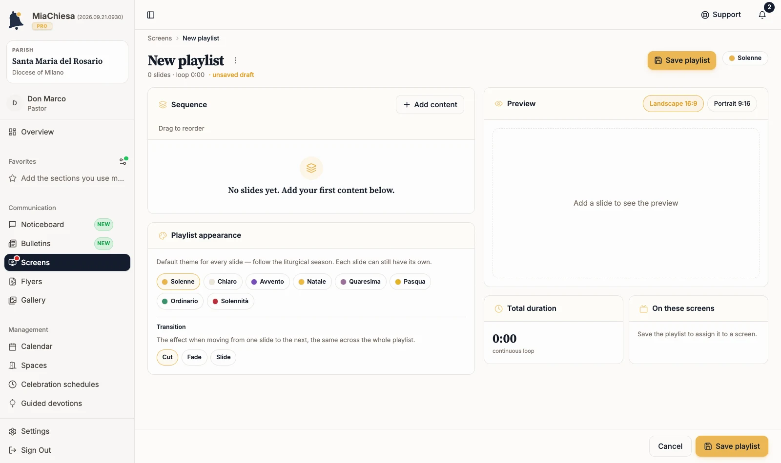Builder for an empty new playlist