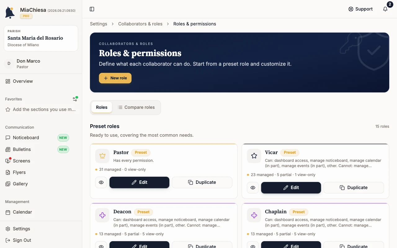 Roles & permissions with the New role command