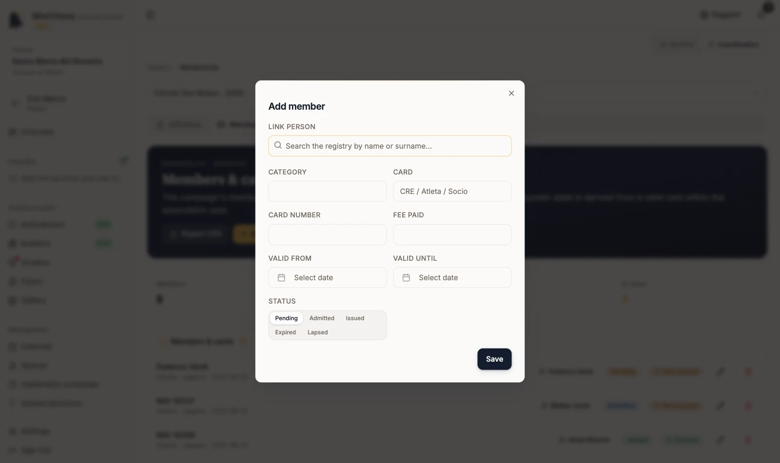 Empty Add member dialog