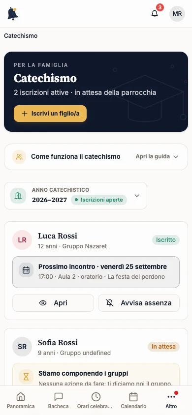 Iscrivi tuo figlio al catechismo: Apri Catechismo
