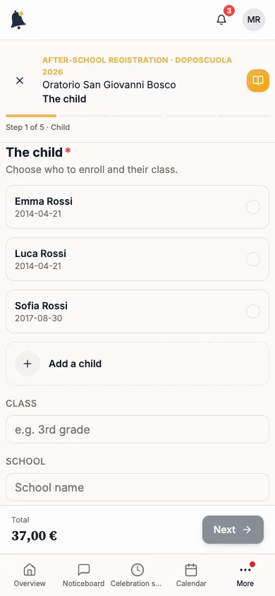 The child step of After-school enrolment