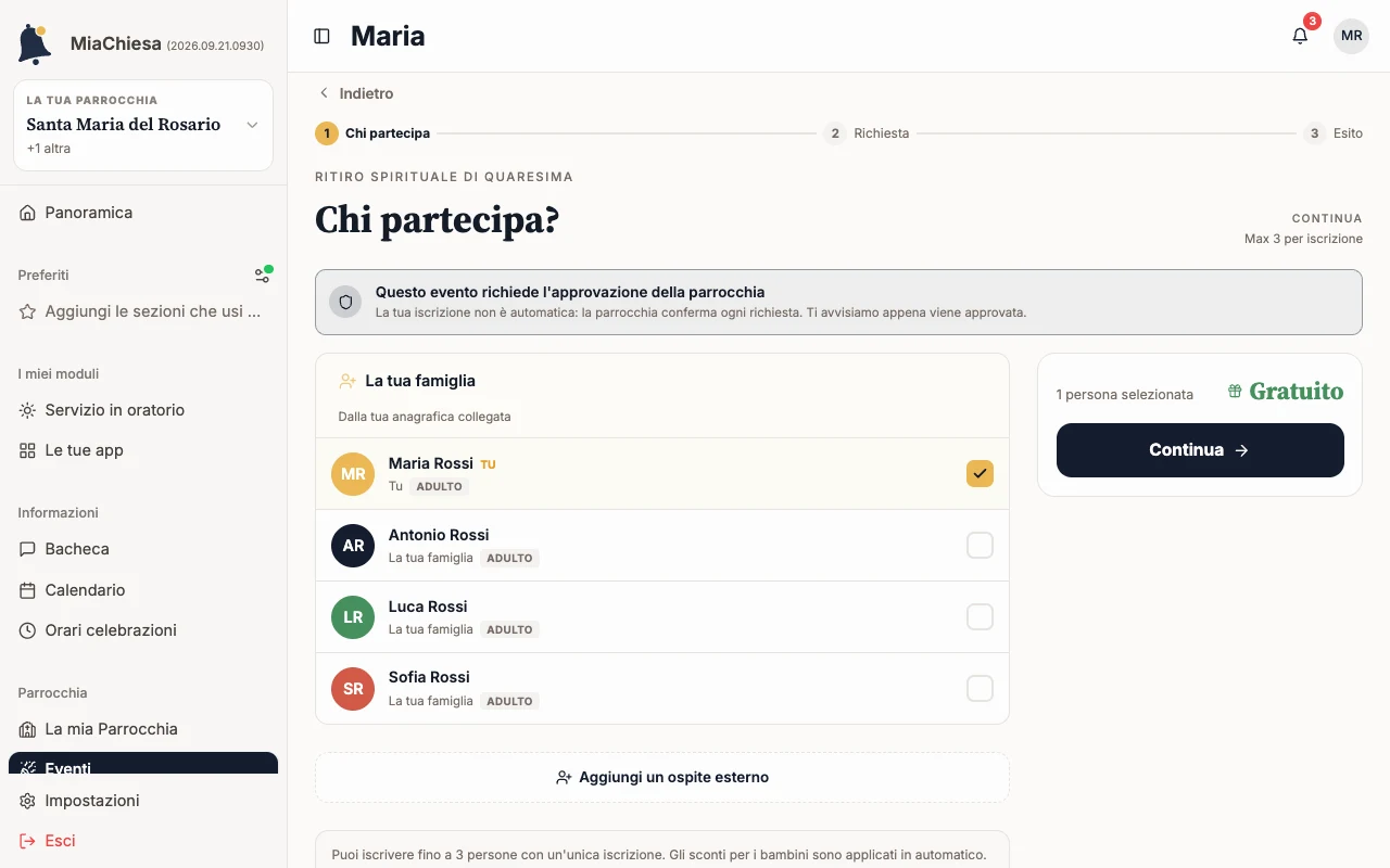 Passo Chi partecipa? con la famiglia