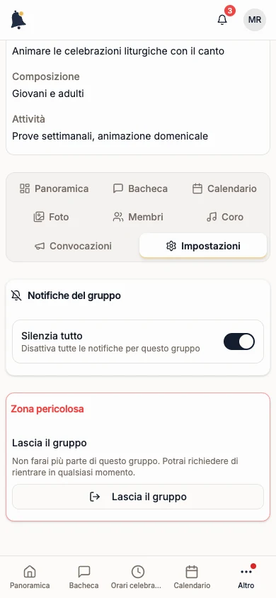 Interruttore Silenzia tutto attivo
