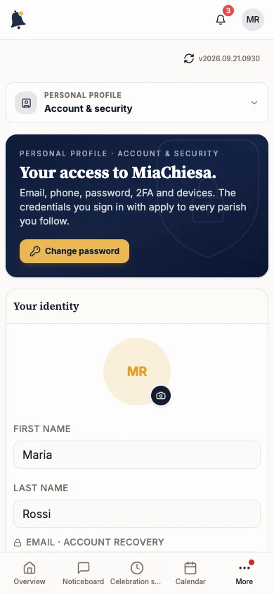Account & security with the Change photo button