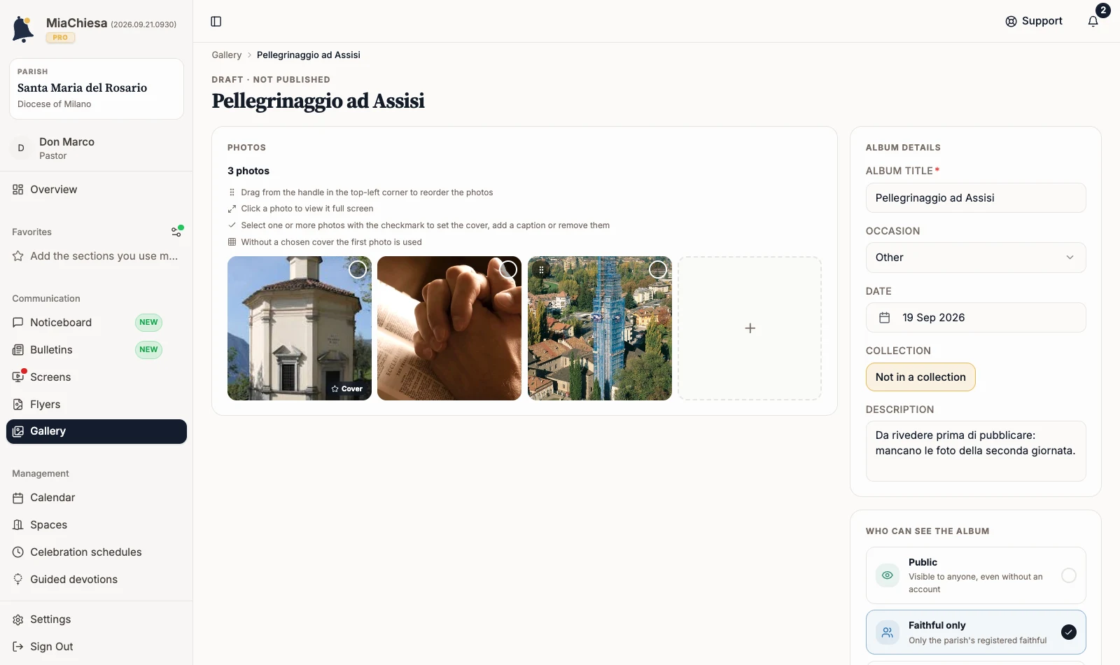 Pellegrinaggio ad Assisi draft editor