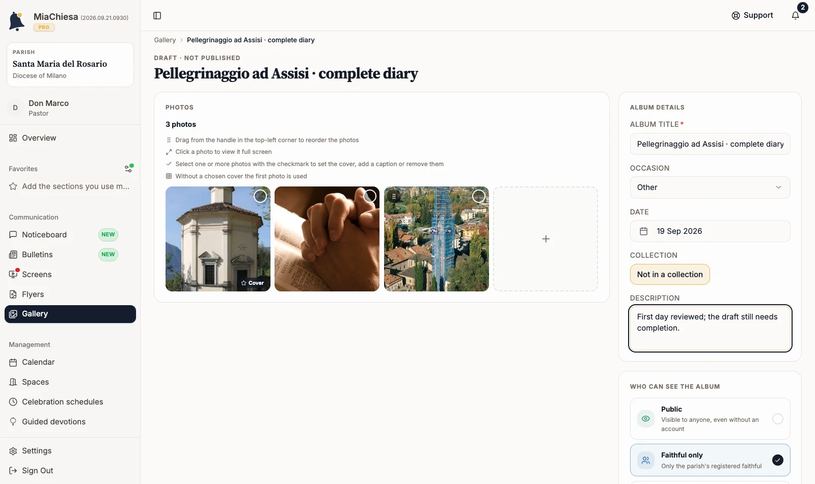 Title and description changed in the form