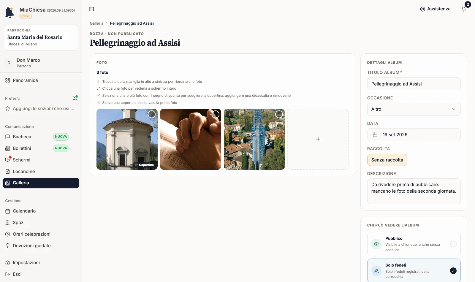 Editor della bozza Pellegrinaggio ad Assisi