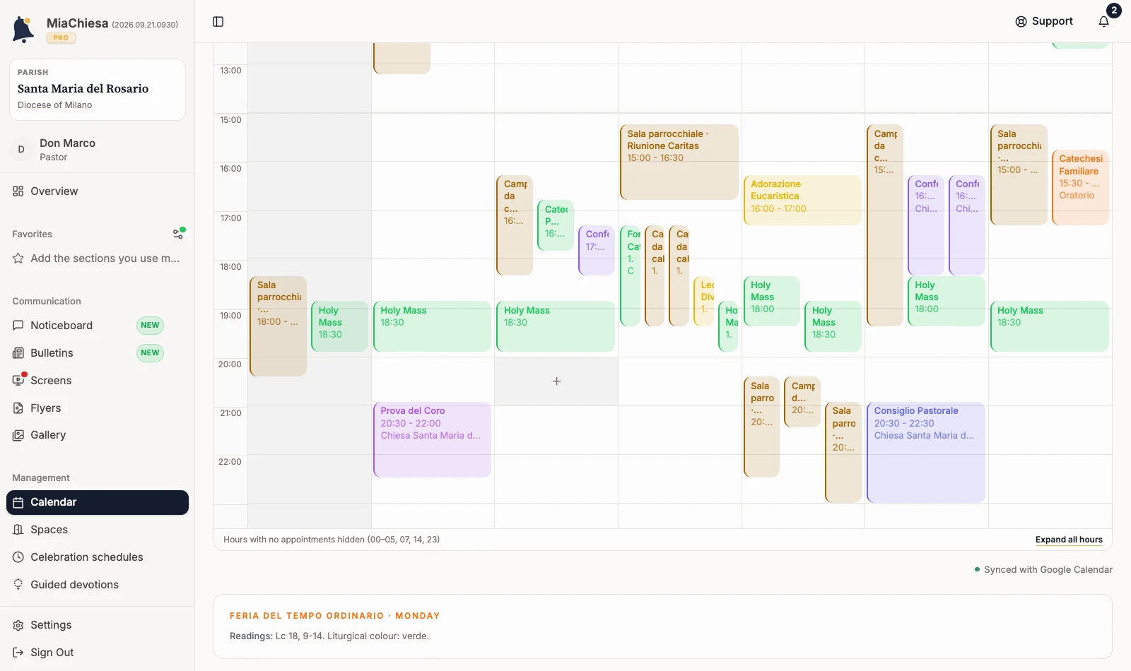 Calendar Week view with appointments