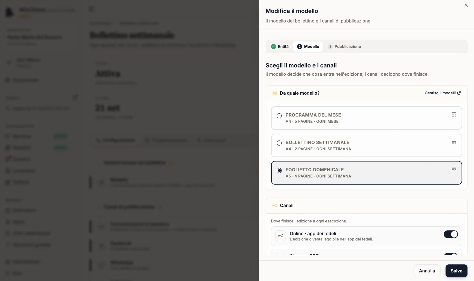 Pannello Modifica il modello aperto sul dettaglio dell’automazione