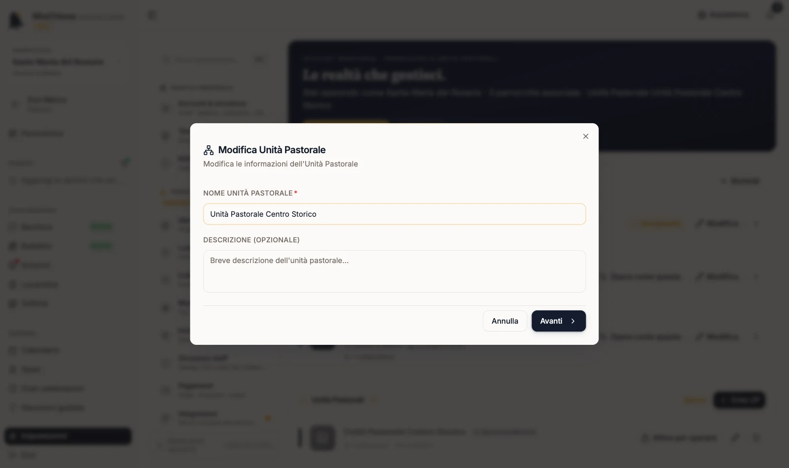 Dialogo Modifica Unità Pastorale sul passaggio delle informazioni
