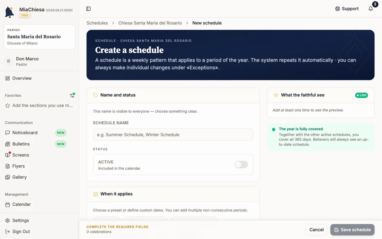 Create a schedule editor