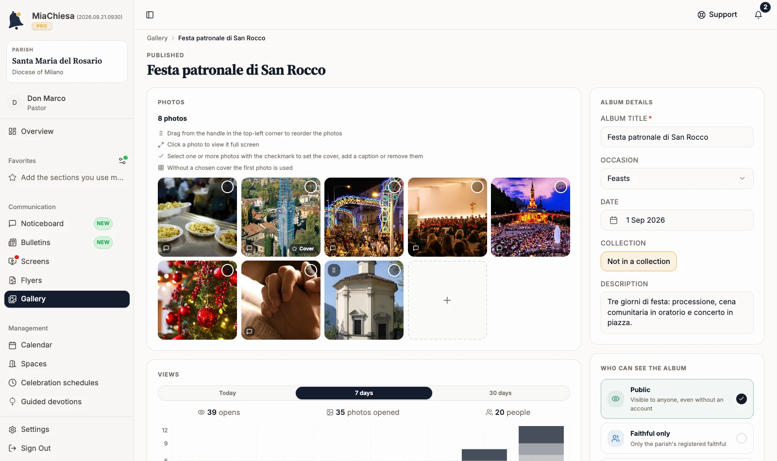 Album grid with one photo moved to the first position