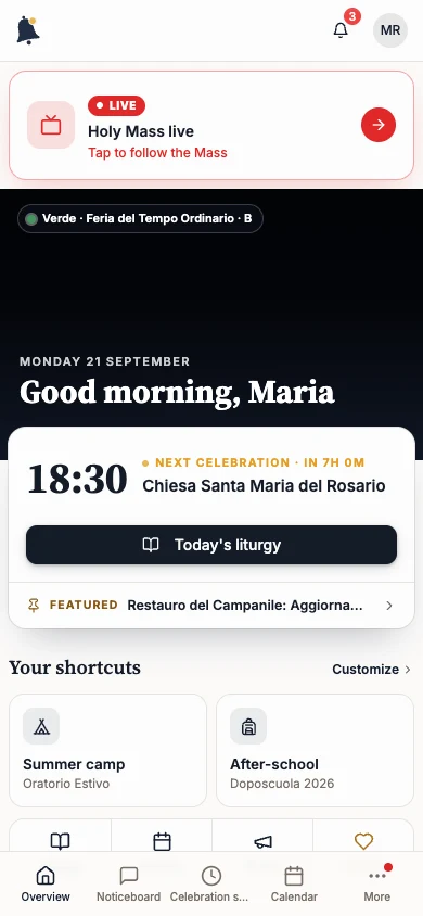 Home page with the Customize command next to the shortcuts