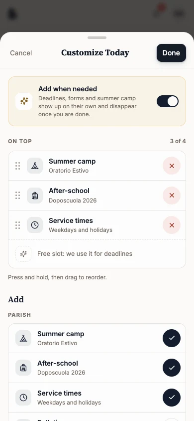 Service times item added on top