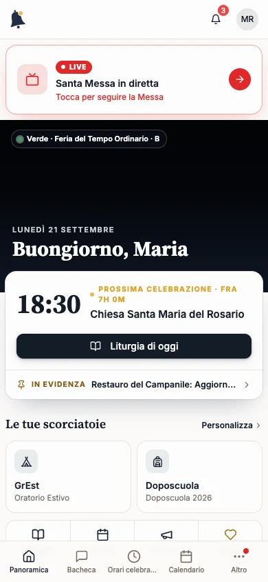 Pagina iniziale con il comando Personalizza accanto alle scorciatoie