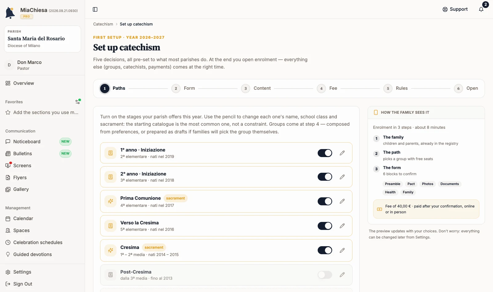 Catechism setup workflow