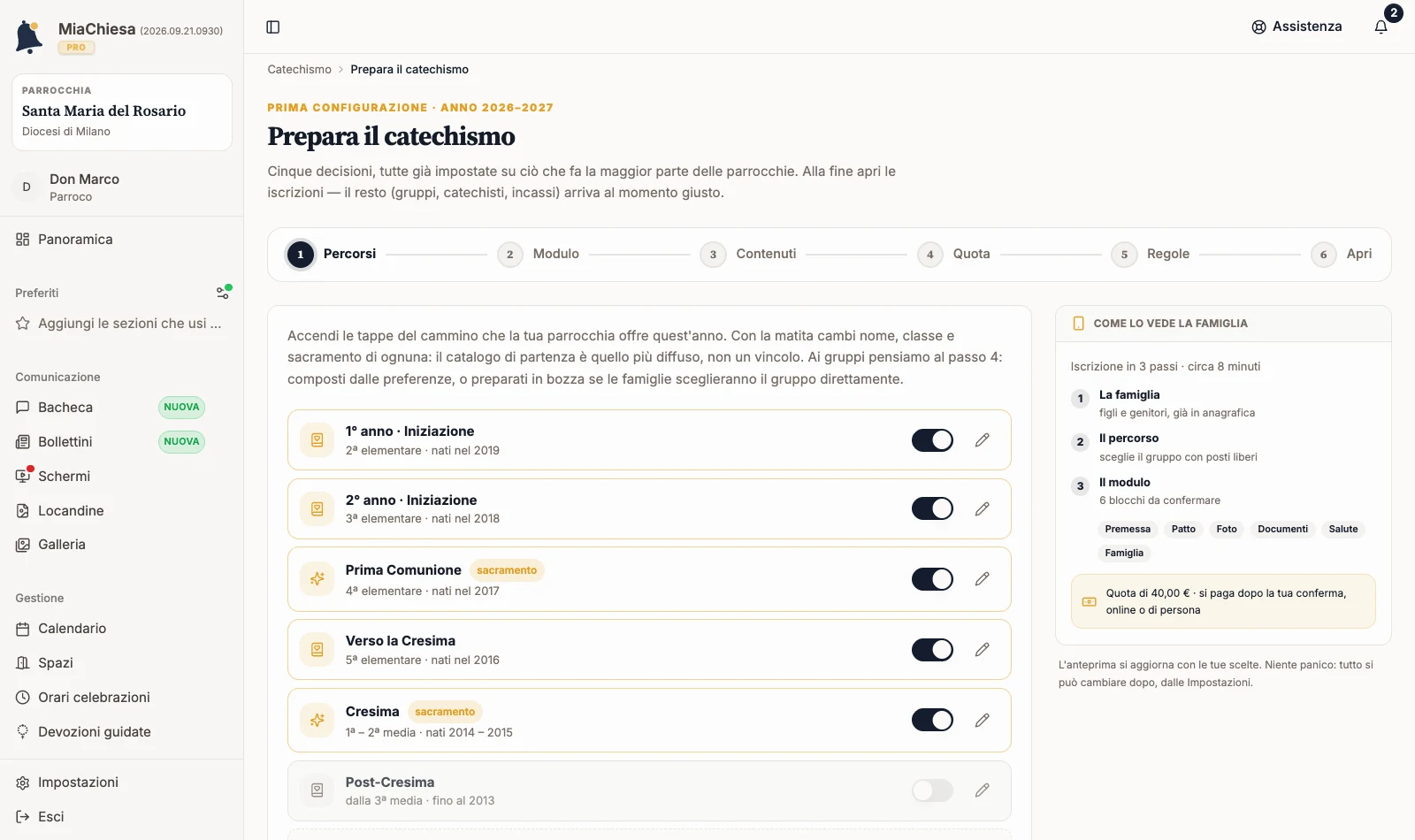 Procedura di preparazione del catechismo