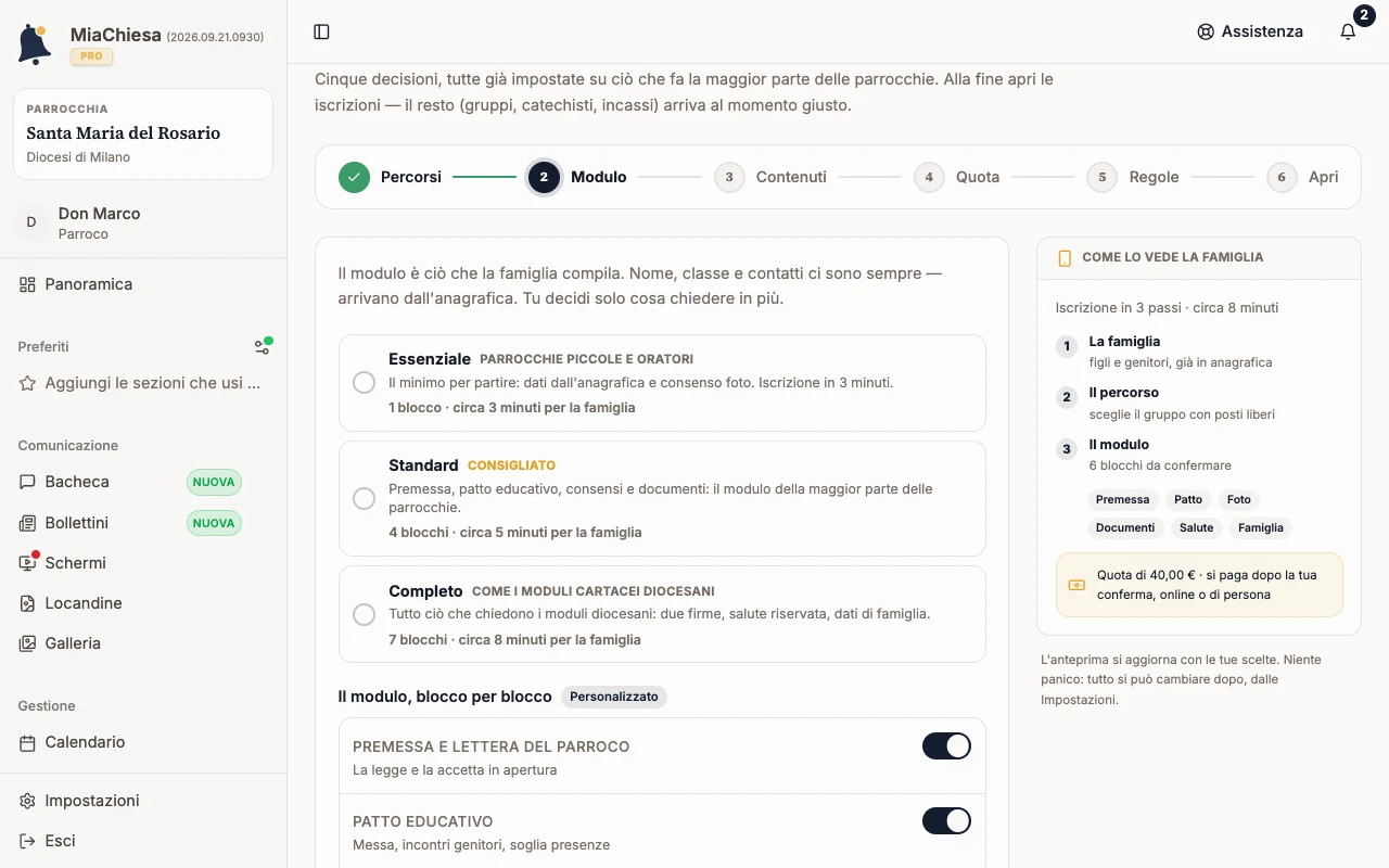Passaggio Modulo nella preparazione del catechismo