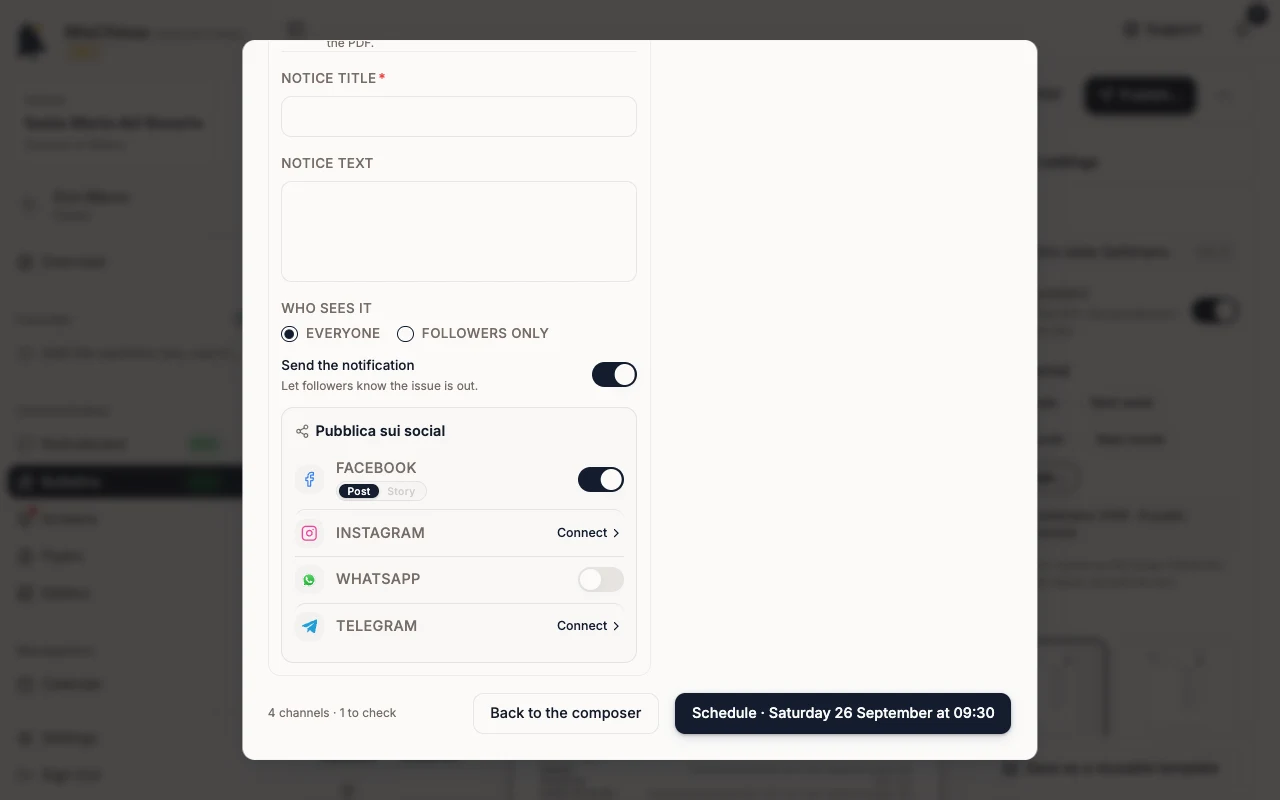 When set to From the calendar with the Schedule button