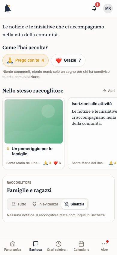 Comunicazione nell’app dei fedeli con Prego con te e Grazie