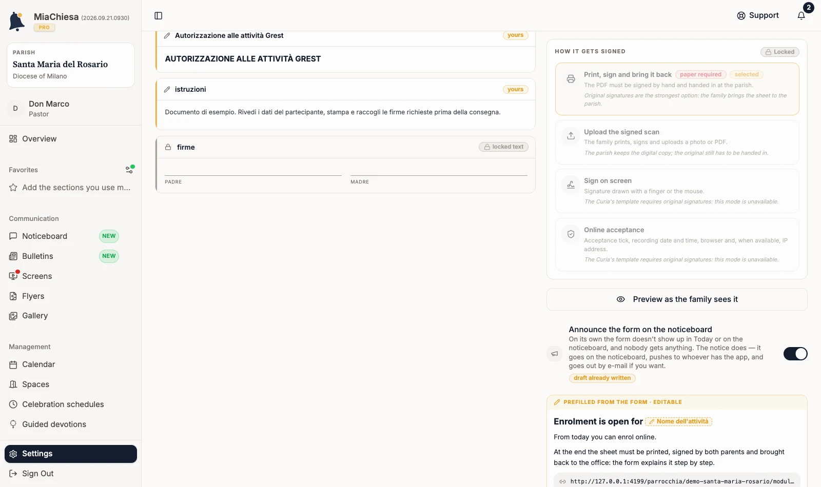 Prefilled draft of the linked notice