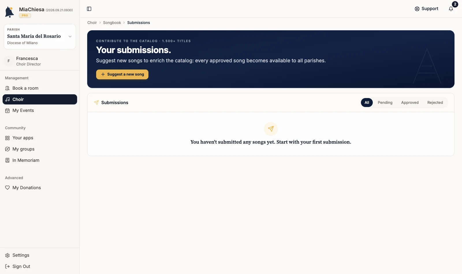 Your submissions page