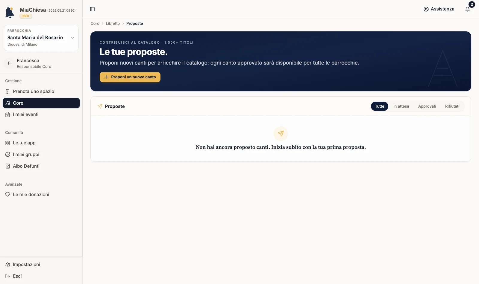 Pagina Le tue proposte