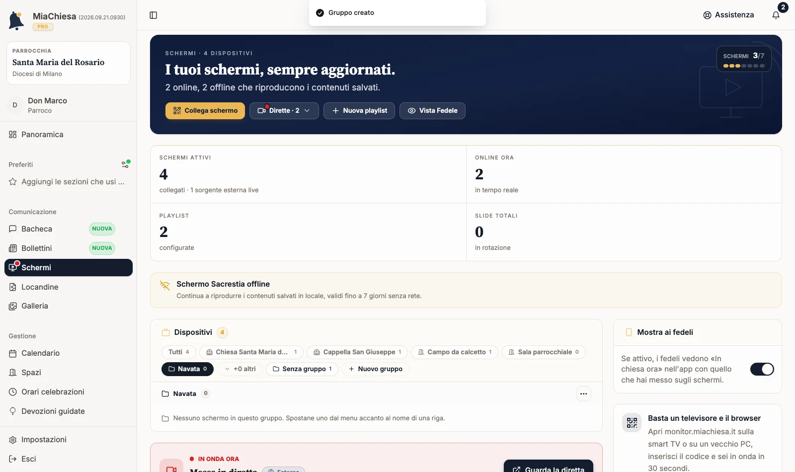 Nuovo gruppo Navata appena creato e ancora vuoto