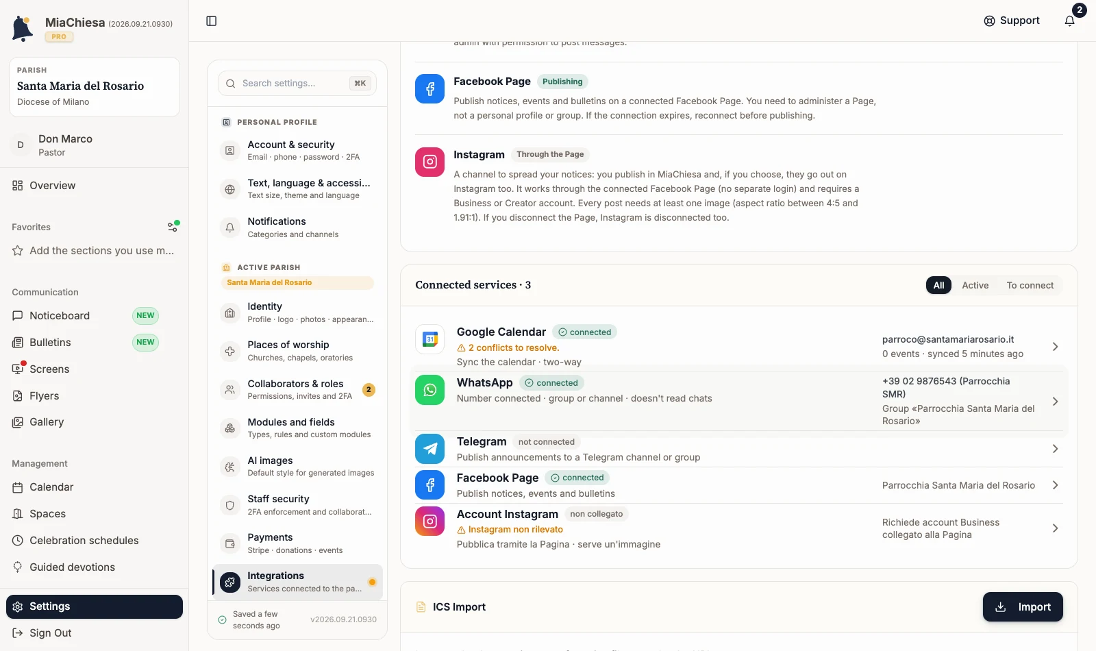 Google Calendar row with one conflict to resolve