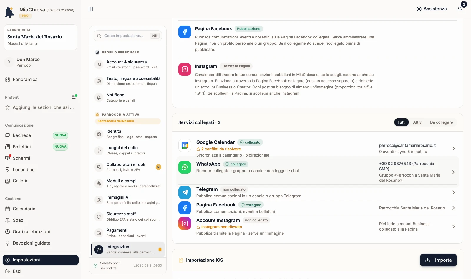Riga Google Calendar con un conflitto da risolvere